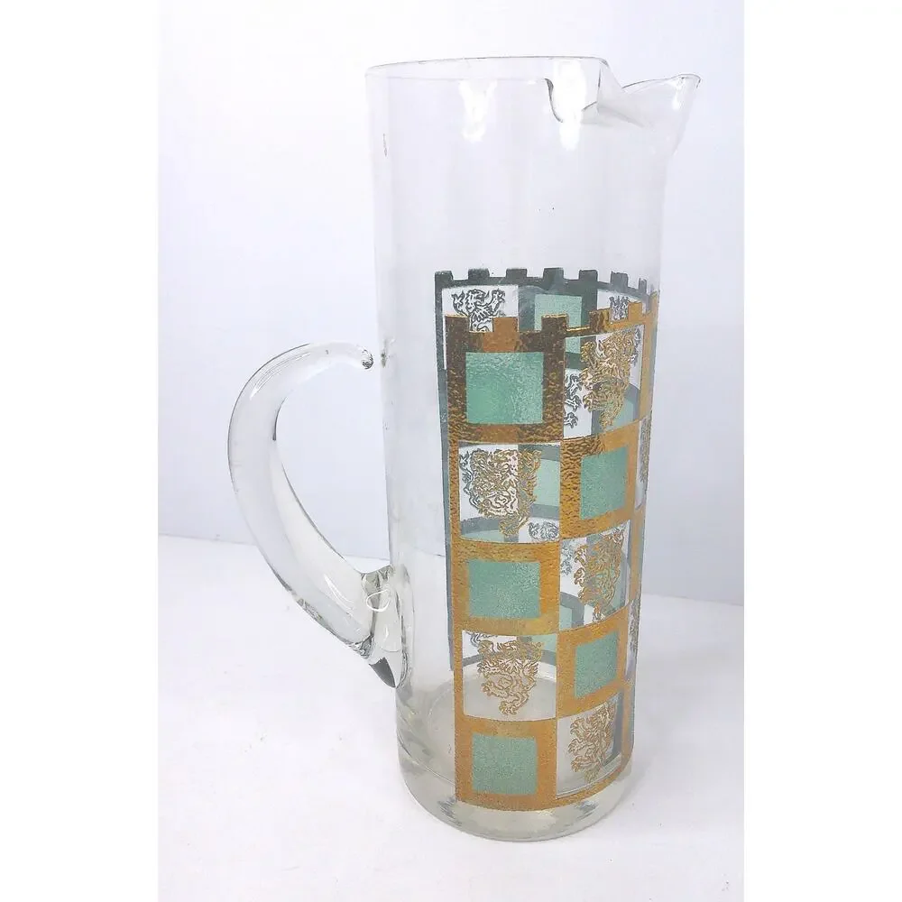 Vintage West Virginia Glass Henry VIII Lion Water Cocktail Pitcher Decanter 11